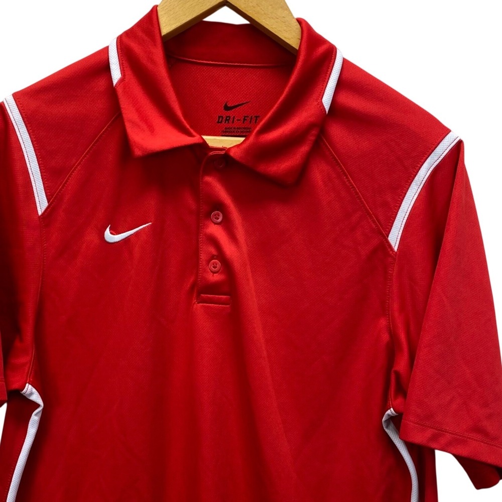 Nike Dri Fit Men's Red Short Sleeve Polo Golf Shirt Size S Wicking SU161001GRB